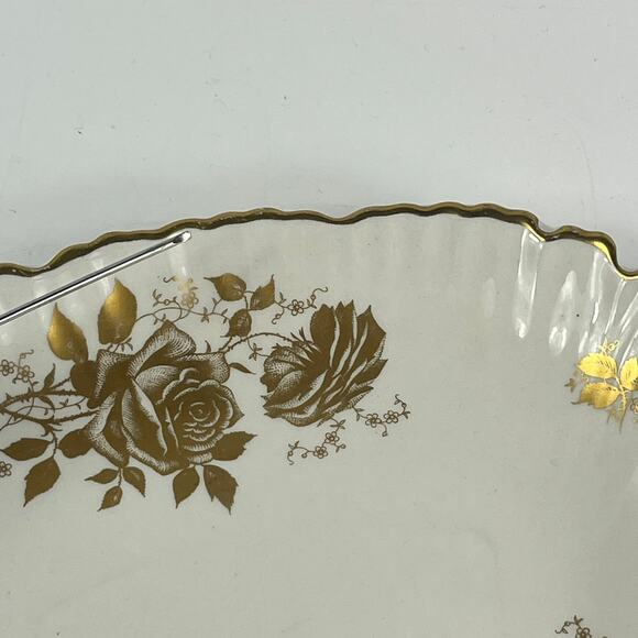Vintage Old Foley James Kent MORETON Tray Gold Rose Staffordshire England 6759 - Picture 9 of 9